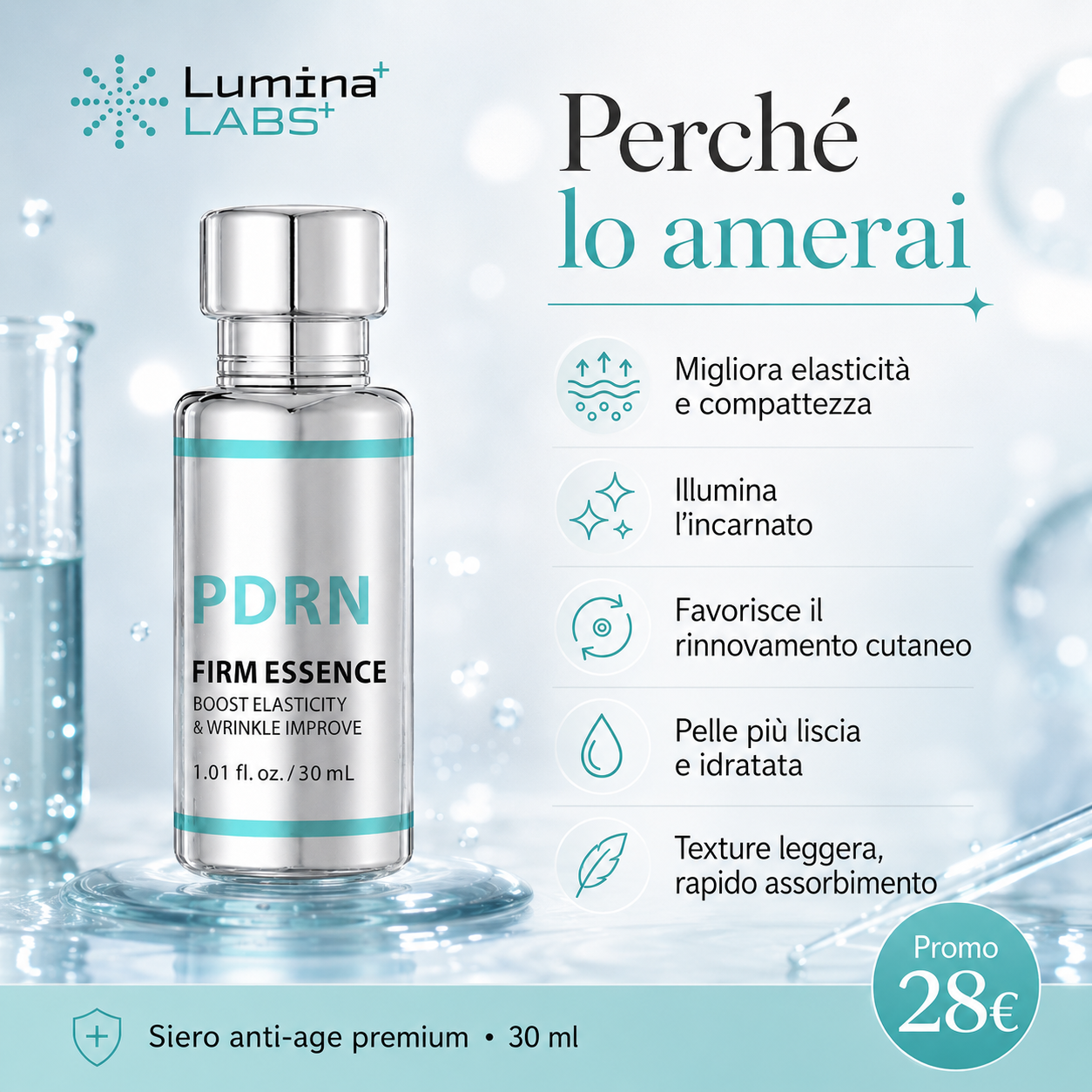 Siero PDRN Anti-Age illuminante e levigante (30ml)
